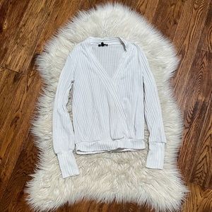 White knit cross over blouse